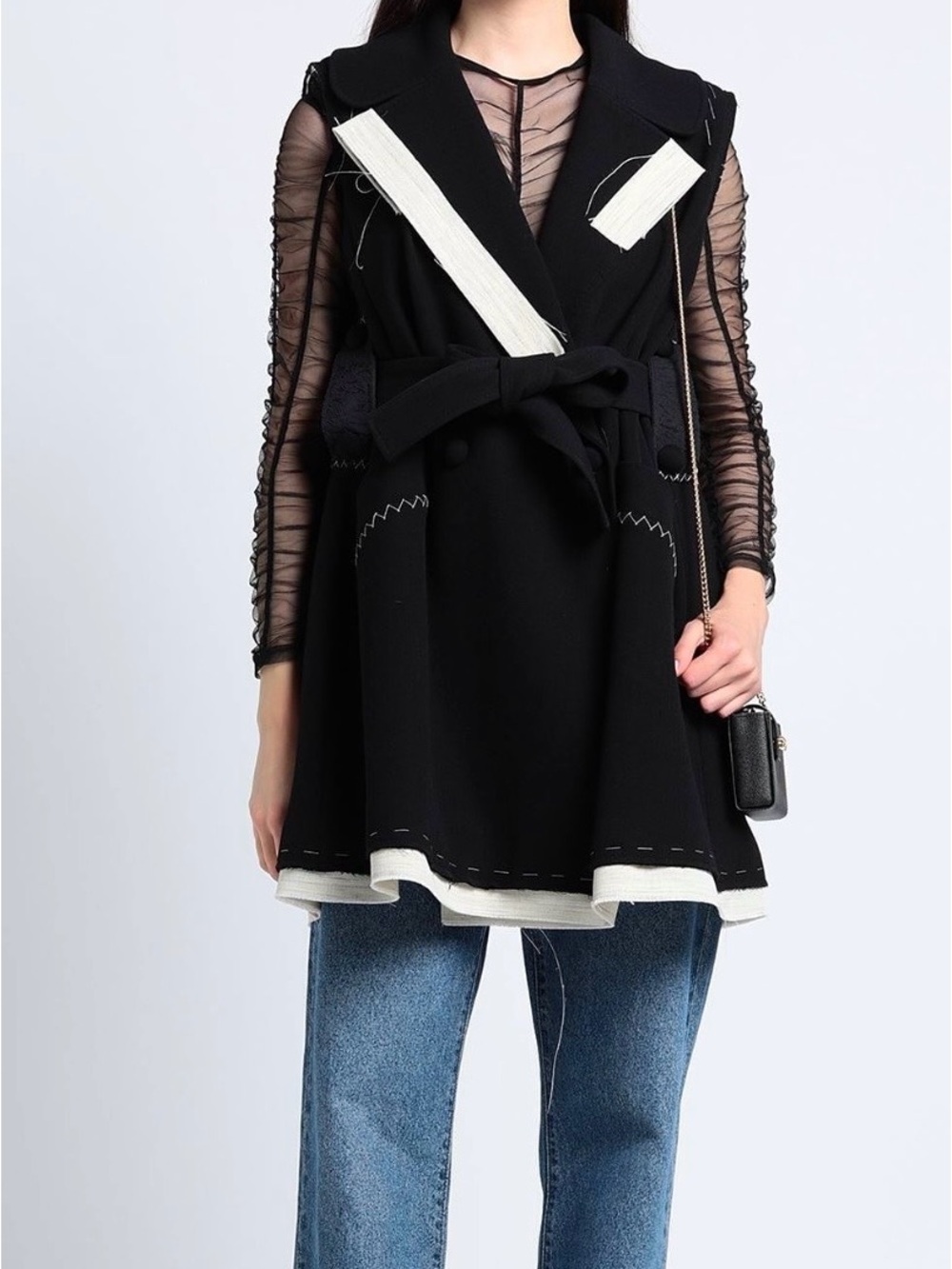 Dolce & Gabbana Black Vest with Lace Trim and Leopard Lining